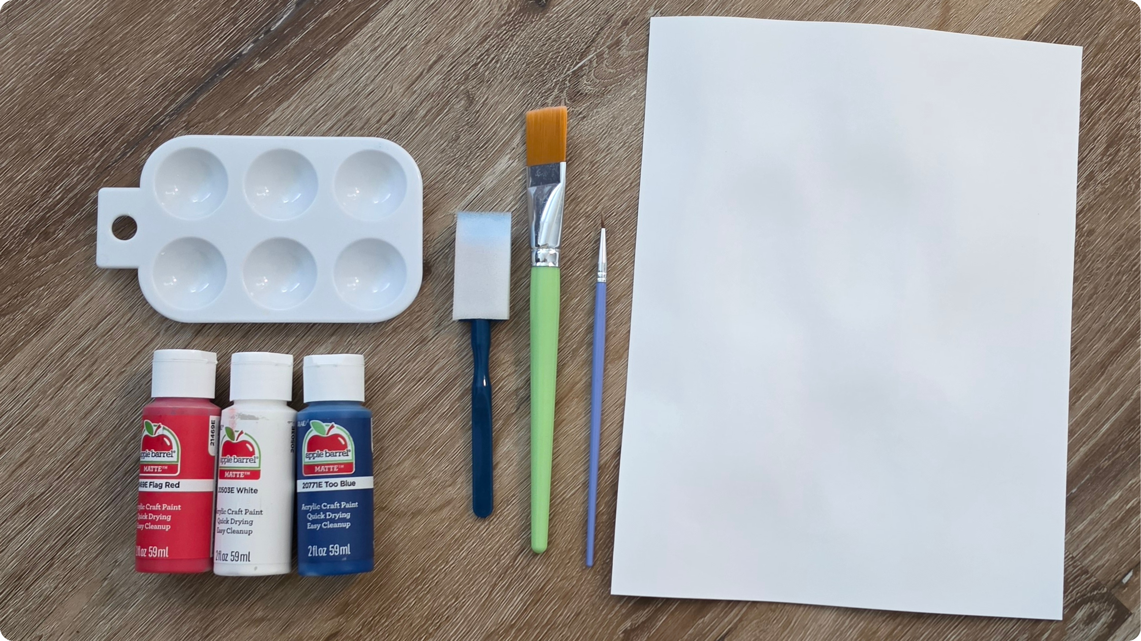 Ingredients for 1 Footprint American Flag Keepsake Craft